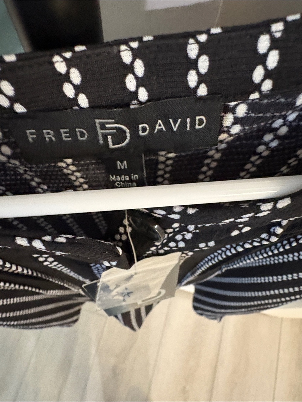 Fred David Black and White Dotted-Stripe Blouse - Picture 3 of 5